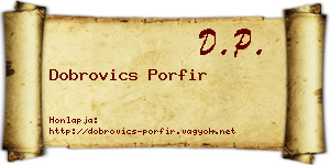 Dobrovics Porfir névjegykártya